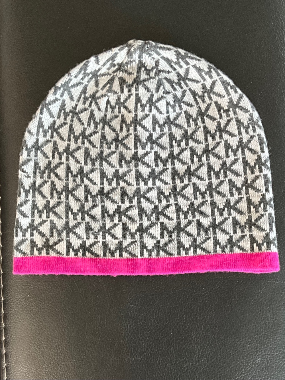 Michael Kors Kids MK Logo Knit Beanie in Gray and Pink